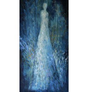 Who Are These Angels X Oil Painting by Naoko Paluszak (30" x 15" x 1.5")